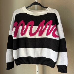 Vintage 80's Susann D Knit Sweater Black and Pink Stripe